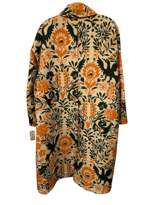 La Double J Size Est L Tan multi Wool Blend Long Sleeve Button Front Floral Coat Tan multi / Est L