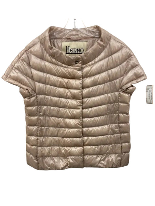 Herno Size 46 Brown Poly Blend Snap Button Sleeveless Puffed Coat Brown / 46
