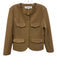 Veronica Beard Size L Brown Poly Blend Button Front Long Sleeve Ribbed Blazer Brown / L
