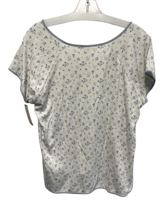 Lake Size L White & Baby Blue Cotton Blend Floral Boat Neck Pants Set White & Baby Blue / L