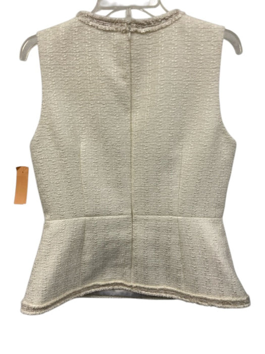 Milly Size L Cream Polyester Tweed Zip Back Vest Cream / L