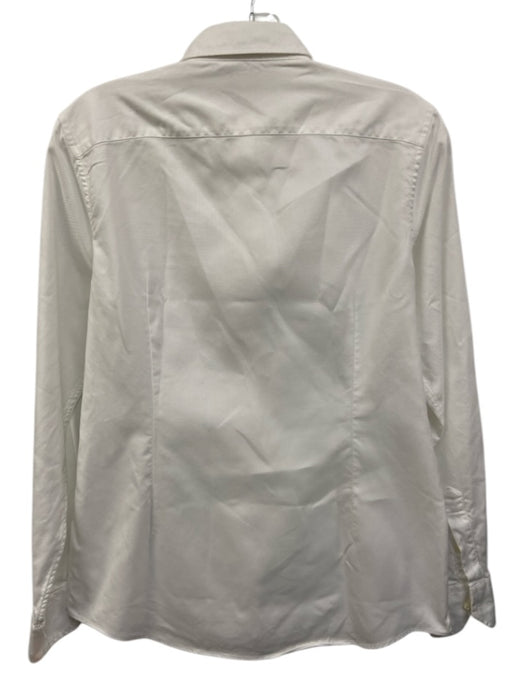 Ann Mashburn Size L White Cotton Button Front Long Sleeve Collared Top White / L