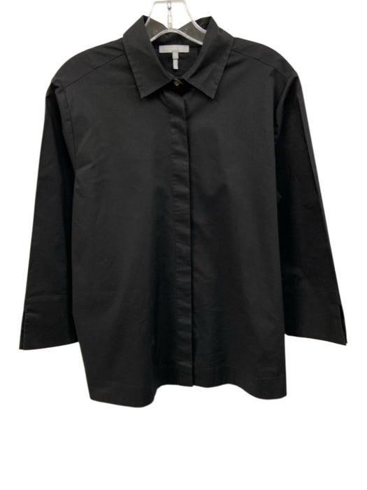 Hinson Wu Size M Black Cotton Blend Button Front Long Sleeve Top Black / M