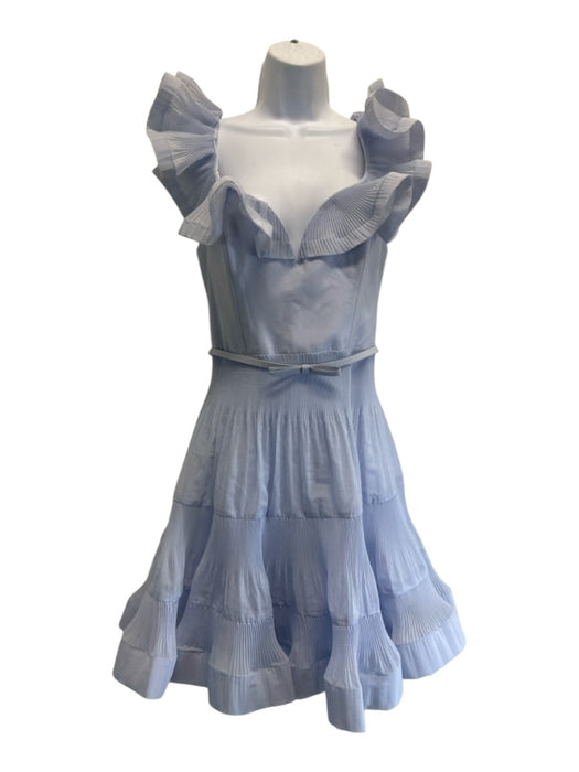Zimmermann Size 3 Pastel Periwinkle Polyester Pleated Mini Ruffles Dress Pastel Periwinkle / 3