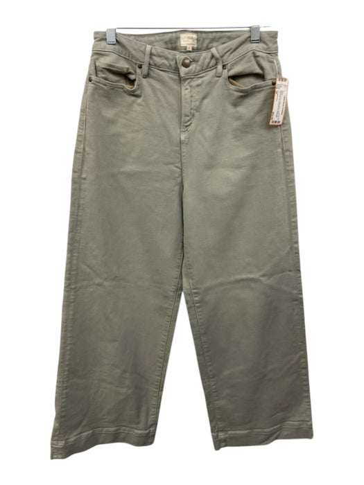 Ann Mashburn Size 29 Muted Green Cotton Blend Wide Leg High Rise Jeans Muted Green / 29