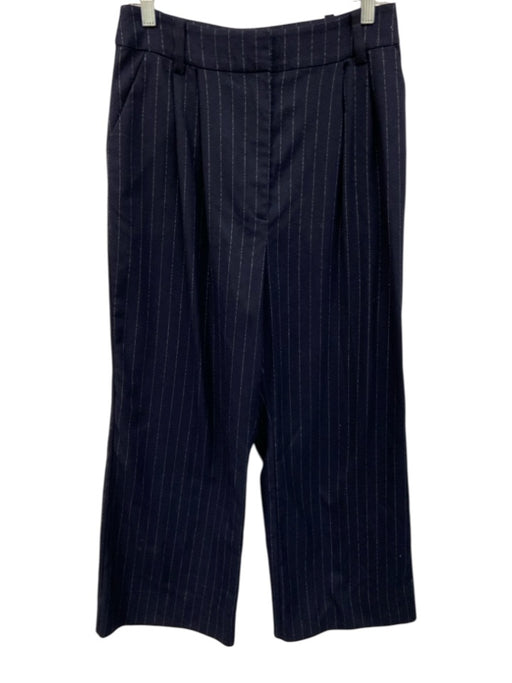 Collection Size 12 Navy Poly Blend Zip & Hook Closure Pinstripe Pockets Pants Navy / 12