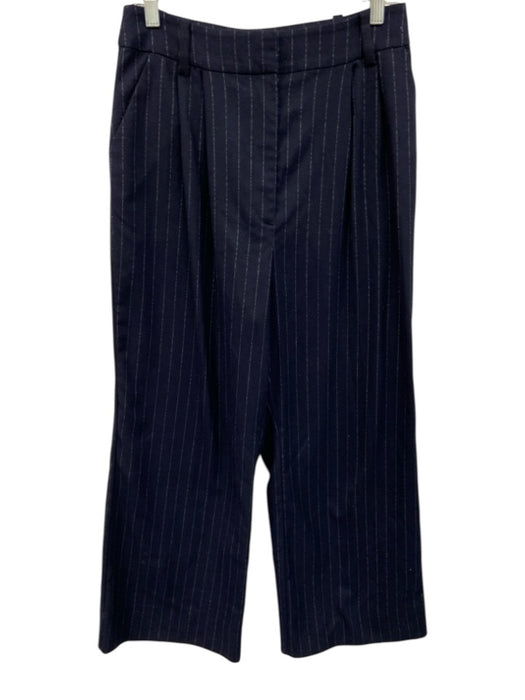 Collection Size 12 Navy Poly Blend Zip & Hook Closure Pinstripe Pockets Pants Navy / 12