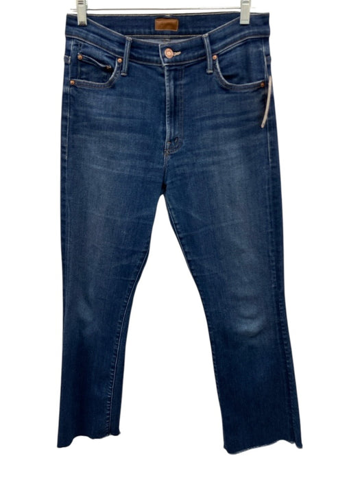 Mother Size 29 Blue Cotton Zip & Button Whiskering Frayed Hem mid rise Jeans Blue / 29