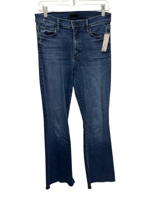Mother Size 29 Blue Cotton Blend Zip & Button Whiskering Flare Jeans Blue / 29