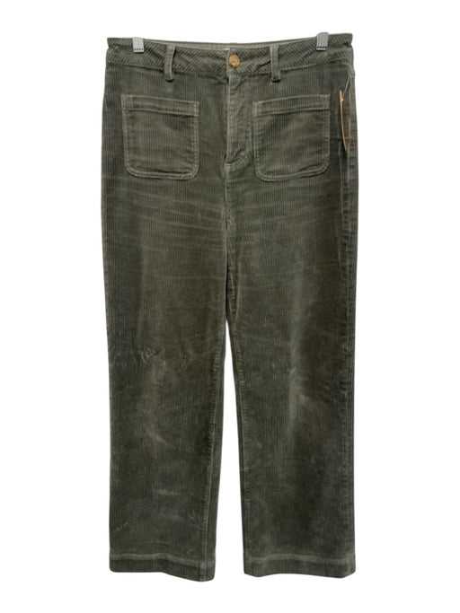 Ann Mashburn Size 28 Green Cotton Blend Zip & Button Corduroy Patch Pocket Pants Green / 28