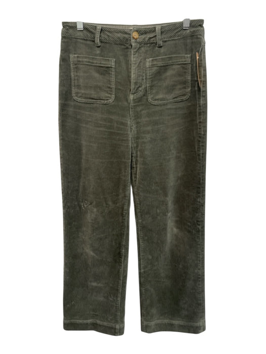 Ann Mashburn Size 28 Green Cotton Blend Zip & Button Corduroy Patch Pocket Pants Green / 28