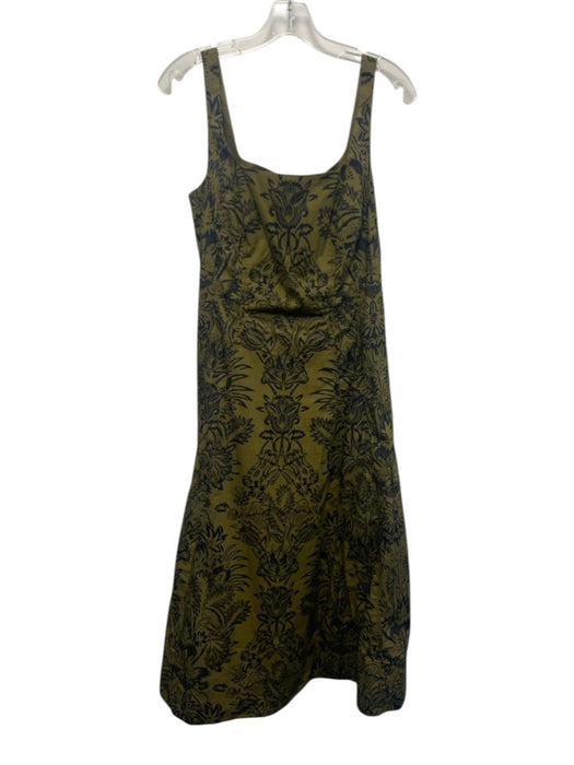 Ulla Johnson Size 8 Green & Black Cotton Sleeveless All Over Print Dress Green & Black / 8