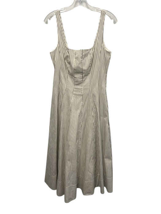 Staud Size 8 White & Black Cotton Striped Sleeveless Back Zip Fit & Flare Dress White & Black / 8