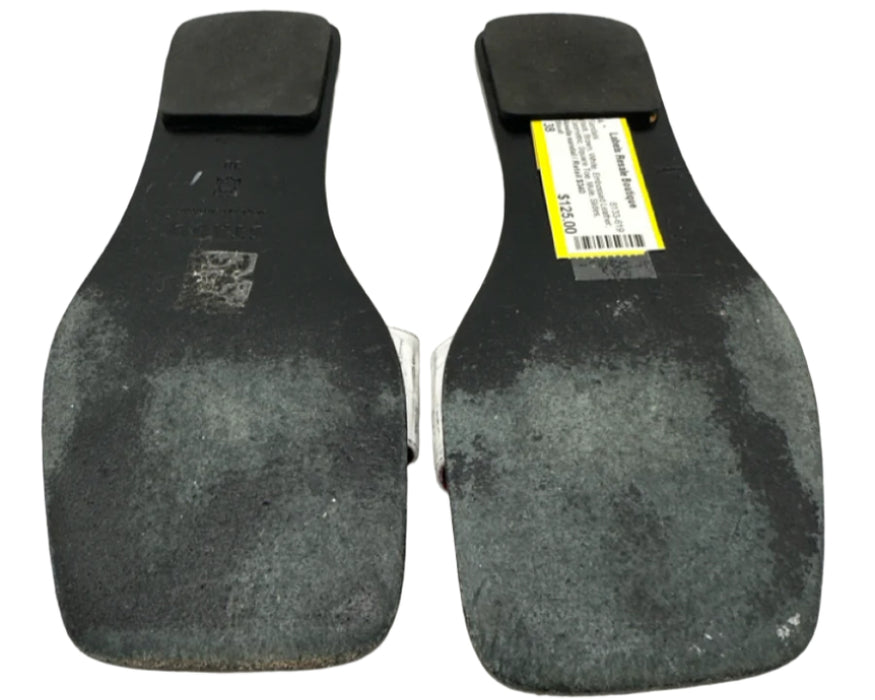 Staud Shoe Size 38 Black, Brown, White Embossed Leather Geometric Mule Sandals