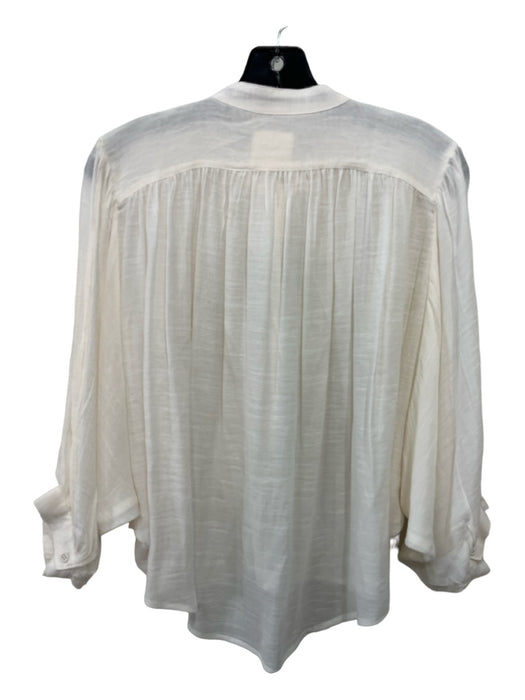 Maeve Size S White Rayon Blend Hidden Button Long Sleeve Round Neck Dolman Top White / S