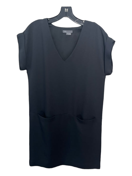 Vince Size S Black Polyester V Neck Drop Shoulder Shift front pocket Dress Black / S