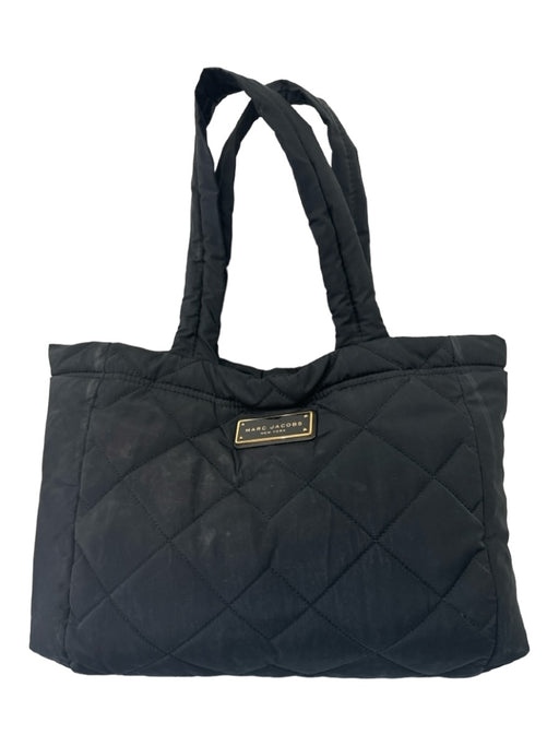 Marc Jacobs Black Nylon Quilted Tote Double Top Handle Gold Hardware Bag Black / S