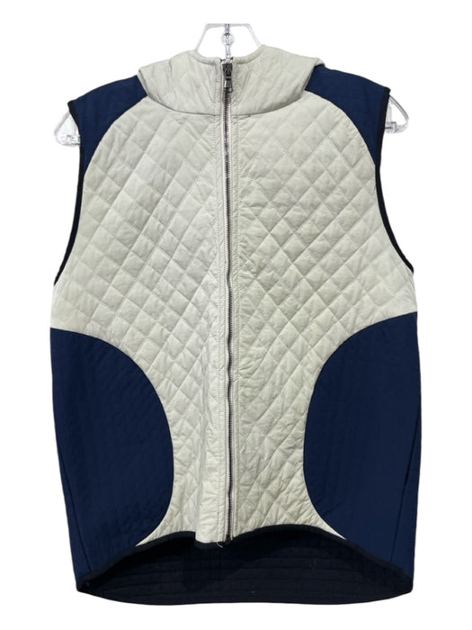 Becken Size S Mint & Navy Cotton Quilted Hoodie Zip Up Sleeveless Jacket Mint & Navy / S