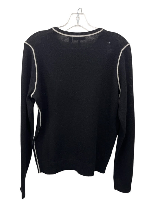 Theory Size M Black & White Cahsmere Stitch Detail Crew Neck Sweater Black & White / M