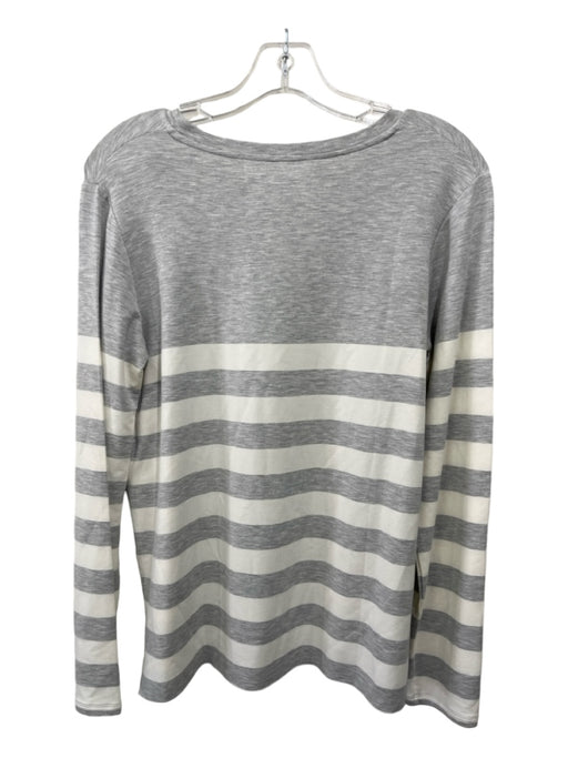 Majestic Filatures Size 2 Gray & White Viscose Striped Long Sleeve Top Gray & White / 2