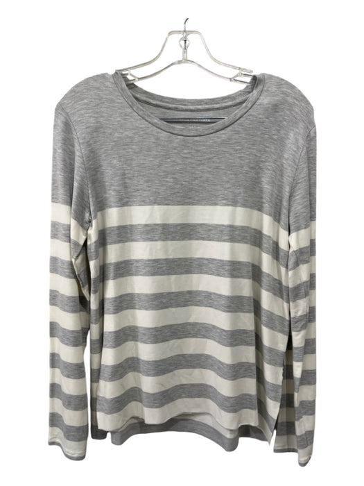 Majestic Filatures Size 2 Gray & White Viscose Striped Long Sleeve Top Gray & White / 2