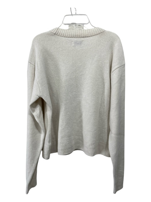 Frame Size Large Cream White Wool & Cashmere Long Sleeve Cable Knit Sweater Cream White / Large