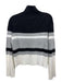Theory Size L Black, Gray, White Long Sleeve Horizontal Stripe Fuzzy Sweater Black, Gray, White / L