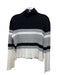 Theory Size L Black, Gray, White Long Sleeve Horizontal Stripe Fuzzy Sweater Black, Gray, White / L