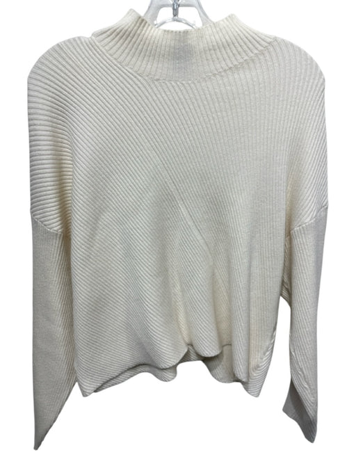 Maeve Size XS Cream White Viscose Blend Ribbed Knit Mock Neck Pullover Sweater Cream White / XS