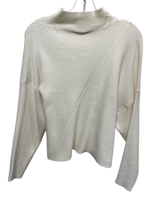 Maeve Size XS Cream White Viscose Blend Ribbed Knit Mock Neck Pullover Sweater Cream White / XS