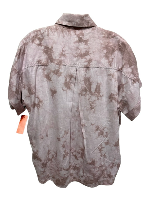 Etica Size XS Pink Linen Blend Tie Dye Short Sleeve Button Up Shirt Top Pink / XS