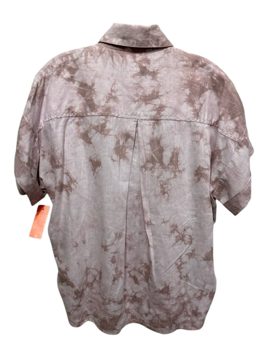 Etica Size XS Pink Linen Blend Tie Dye Short Sleeve Button Up Shirt Top Pink / XS