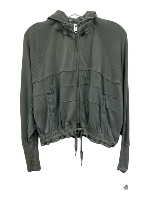 FP Movement Size XS Slate Blue Long Sleeve Raw Edges Zip Up hood Jacket Slate Blue / XS