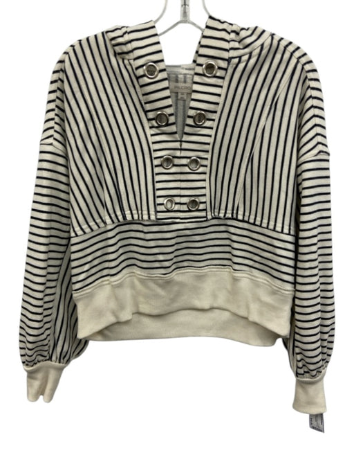Pilcro Size XXS White & Navy Blue Cotton Long Sleeve Stripe Grommet hood Jacket White & Navy Blue / XXS