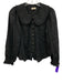 Pilcro Size S Black Cotton Long Sleeve Peter Pan Collar Buttons Ruffle Top Black / S