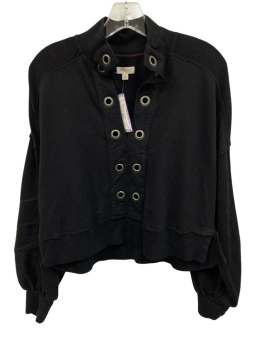 Pilcro Size S Black Cotton Long Sleeve Split Neck Grommet Jacket Black / S