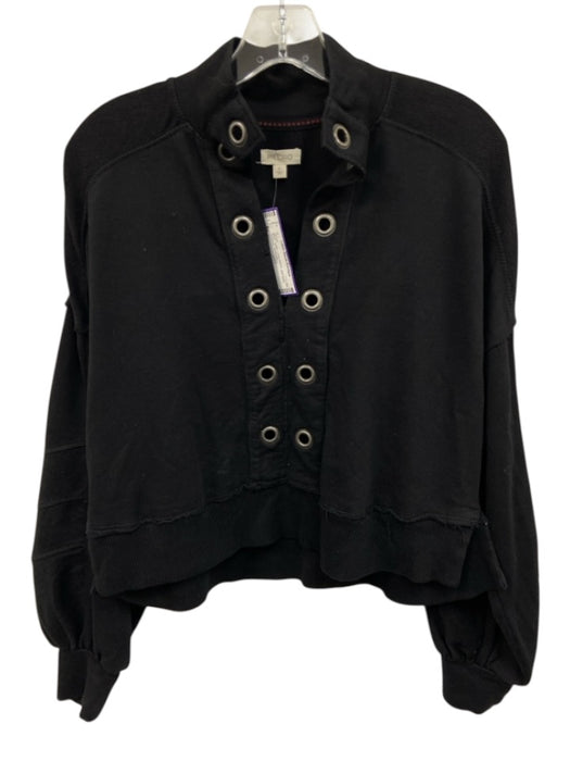 Pilcro Size S Black Cotton Long Sleeve Split Neck Grommet Jacket Black / S