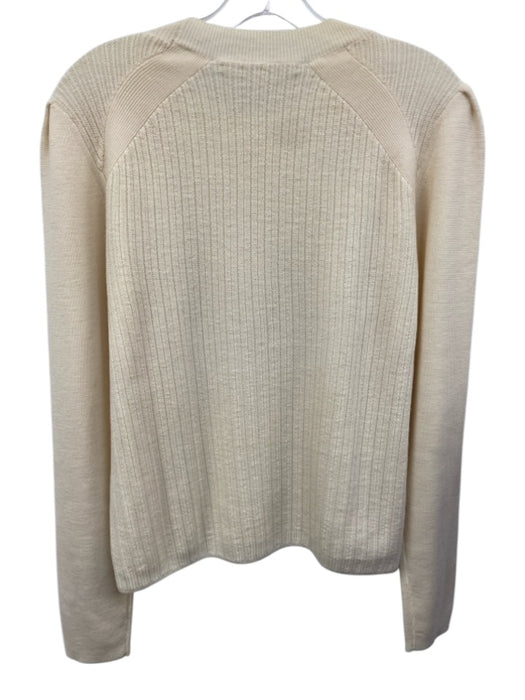 Veronica Beard Size Medium Cream White Wool Long Sleeve Ribbed Knit Sweater Cream White / Medium