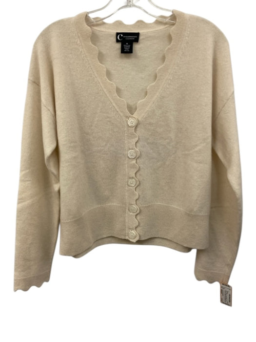 C by bloomingdales Size Medium Cream White 2 PLY cashmere Button Front Sweater Cream White / Medium
