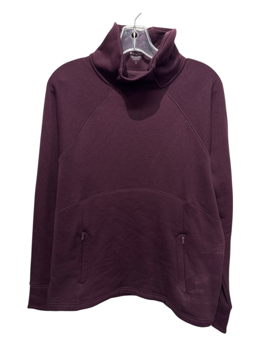 Athleta Size L Burgundy Polyester Blend Long Sleeve Mock Neck Pullover Jacket Burgundy / L