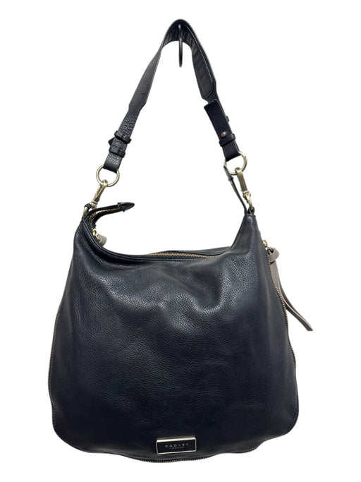 Radley London Black Leather Gold Tone Hardware Zipper Detail Shoulder Bag Black