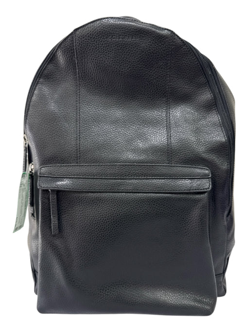Cole Haan Black Leather Zipper Pockets Adjustable Straps Backpack Bag Black