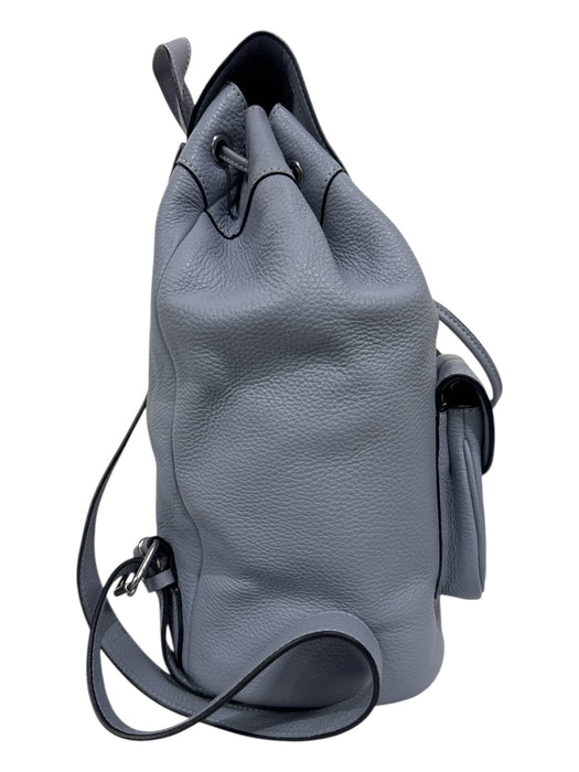 Coach Light Blue Leather Front Pockets Silver Tone Hardware Fold Over Bag Light Blue