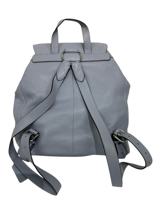 Coach Light Blue Leather Front Pockets Silver Tone Hardware Fold Over Bag Light Blue