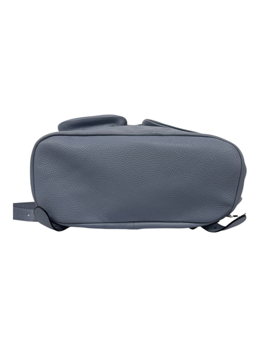 Coach Light Blue Leather Front Pockets Silver Tone Hardware Fold Over Bag Light Blue