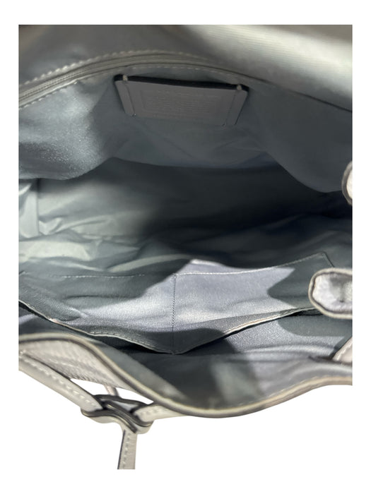 Coach Light Blue Leather Front Pockets Silver Tone Hardware Fold Over Bag Light Blue