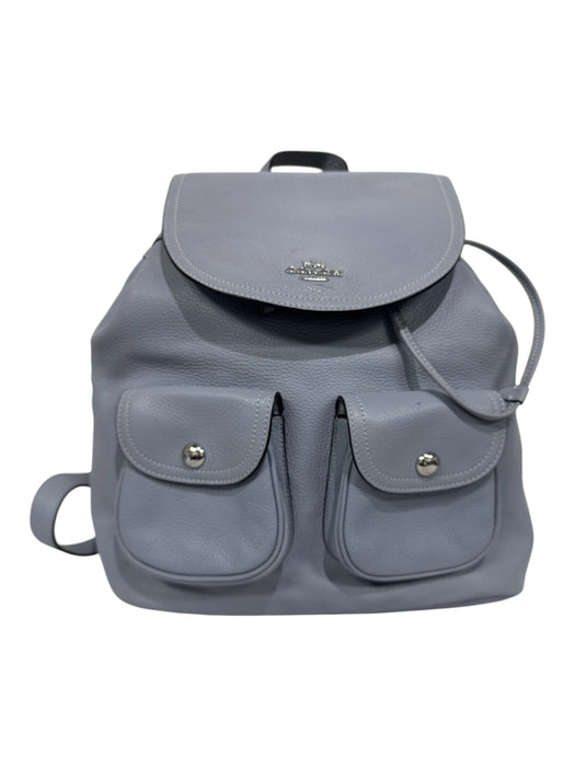 Coach Light Blue Leather Front Pockets Silver Tone Hardware Fold Over Bag Light Blue