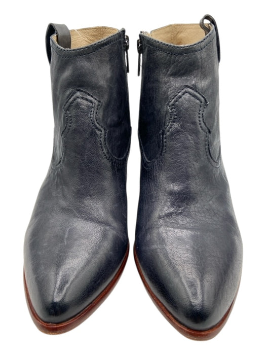 Frye Shoe Size 9M Black & Brown Leather Upper Almond Toe Block Heel Booties Black & Brown / 9M