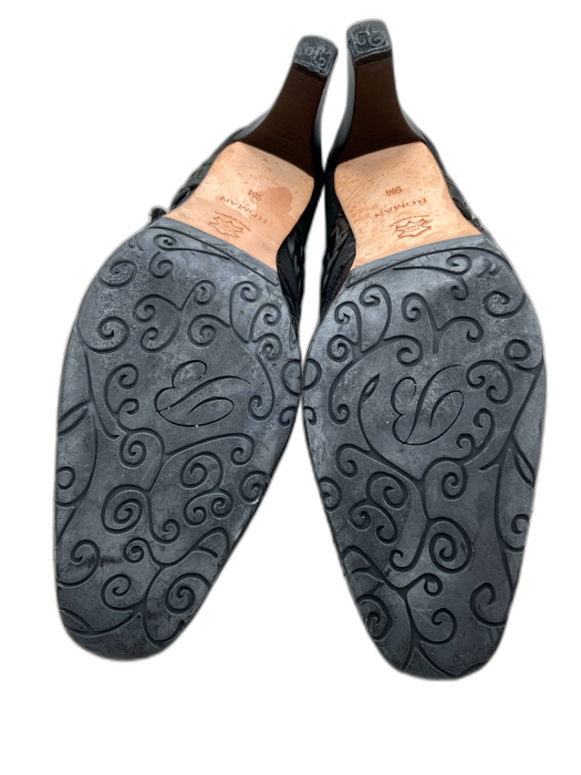 Brighton Shoe Size 9M Black Leather Quilted Silver Tone Buckle Booties Black / 9M