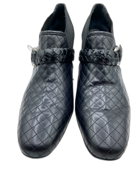 Brighton Shoe Size 9M Black Leather Quilted Silver Tone Buckle Booties Black / 9M